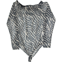 Womens Printed Bodysuit Black Long Sleeve Animal Print
