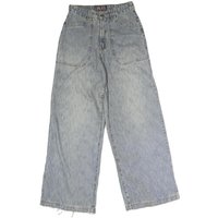 LONGWIN Womens Regular Fit Wide-Leg Denim Stone Wash Jeans W L Vintage Style