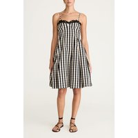 Gingham Twill Embroidered Bustier Tea Dress