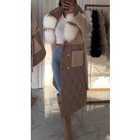Women's Fall Winter Coat Elegant Notched Lapel Single Breasted Trench Coat with Detachable Faux Fur Collar