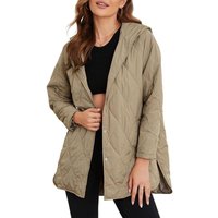 Jacket for Women Casual Fall Hooded Puffer Long Sleeve Button Oversized Lightweight Basic Winter Black Outerwear Comfort Coat Tops Womenswear Outfits