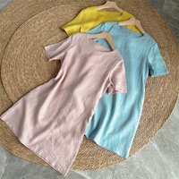 Women's Shirt Collar Short Sleeve Pintuck Button-Down Tie Waist Linen Midi Dress Casual Summer Vacation