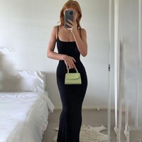 Women's Bodycon Maxi Dress Spaghetti Strap Mermaid Dress Slim Fit Sleeveless Evening Dress