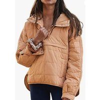 Womens Oversized Puffer Jacket Quilted Dolman Hoodies Pullover Long Sleeve Lightweight Warm Tops Coat