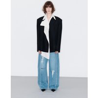 SEAM-DETAIL WIDE LEG JEANS BLUE