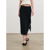 Sequin Pleats Layered Long Skirt