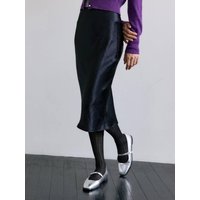 SATIN SLIM LONG SKIRT BLACK