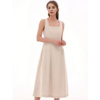Square neck Sleeveless Dress _Beige
