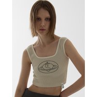 SPACE TOP IN BEIGE Crop Knit Sleeveless