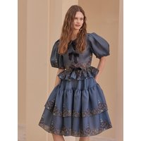 Tiered ruffle cancan silk skirt