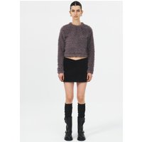 DIAGONAL CORDUROY LOW RISE MINI SKIRT BLACK