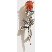 Amber Stone Flower Sterling Silver Brooch Bb