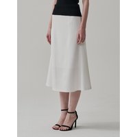 Classic High-Waisted Flare Long Skirt [Beige]