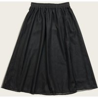 Sheer Double-Layer High-Waisted Midi Skirt [Black] SBK