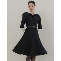 Classy Fit And Flare Zip Up Midi Dress