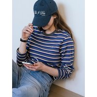 Striped Heart Logo Cotton shirt [Blue]