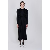 Satin Wool-Acetate Draped Dress [Black]