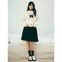 Tulle Flared Midi Skirt [Black]