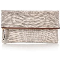 Embossed Leather Cowhide Clutch Bag [Beige]