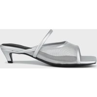 Mesh Kitten Heel Summer Mules [Silver]