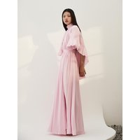Cape Flowing Evening Maxi Dress [Pale Pink]