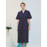 Crisp Pocket Shirt Dress [NAVY]