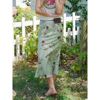 DELILAH Satin Long Skirt [LIGHT GREEN]
