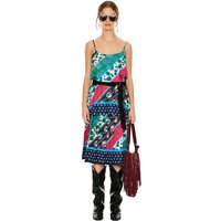 Flower Diagonal Lining Cami Midi Dress