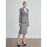 CLASSIC PENCIL PLAID SKIRT [GRAY]