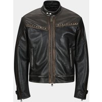 VINTAGE LEATHER BIKER JACKET awam [BLACK]