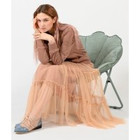 Cotton Tulle Long Skirt [PinkBeige]