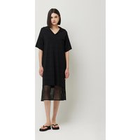 Slip Layered Collar Knit Dress SAKOBK [Black]