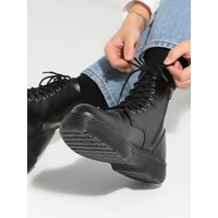 Gale Oversized Sole Combat Boots Black