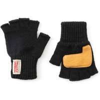 Deer Leather Padded Fingerless Wool Glove Black