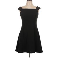 Teeze Me Cocktail Dress - Fit & Flare: Black Solid Pattern Dresses - Used - Size