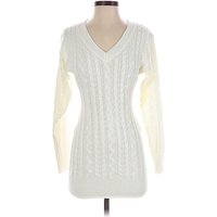 Knitted & Knotted Casual Dress - Sweater Dress: Ivory Dresses - Used