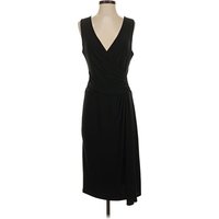 Lauren by Ralph Lauren Cocktail Dress - Wrap: Black Solid Pattern Dresses - Used - Size