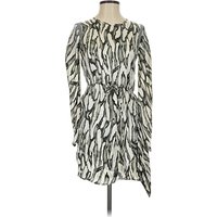Kate Sylvester Cocktail Dress - Wrap: Silver Animal Print Pattern Dresses - Used - Size X