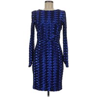 Line & Dot Cocktail Dress - Party: Blue Dresses - Used