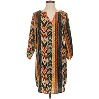 Tea n Rose Casual Dress: Orange Print Pattern Dresses - Used