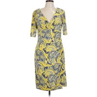Lauren by Ralph Lauren Cocktail Dress - Wrap: Yellow Paisley Pattern Dresses - Used - Size