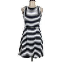Ann Taylor LOFT Casual Dress - A-Line: Blue Stripes Pattern Dresses - Used - Size