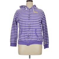 Cuffy's of Cape Cod Zip Up Hoodie: Purple Stripes Pattern Tops - Size X