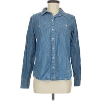 Long Sleeve Button Down Shirt: Blue Tops