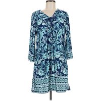 Beach Break Casual Dress: Blue Paisley Pattern Dresses - Used