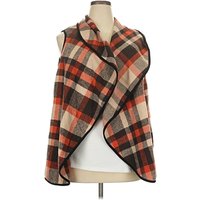 Shein Curve Sweater Vest: Brown Plaid Pattern Sweaters & Sweatshirts - Size X Plus