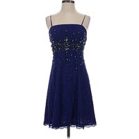 Adrianna Papell Cocktail Dress - Party: Blue Stars Pattern Dresses - Used - Size
