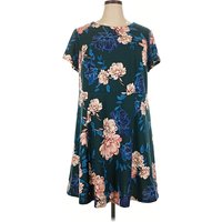 Eliza J Casual Dress: Teal Floral Pattern Dresses - Used - Size