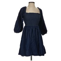 J.Crew Casual Dress - Fit & Flare: Blue Dresses - Used - Size X