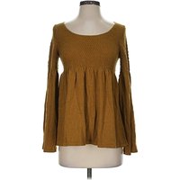 Knitted & Knotted Long Sleeve Top Brown Square Neckline Tops - Used